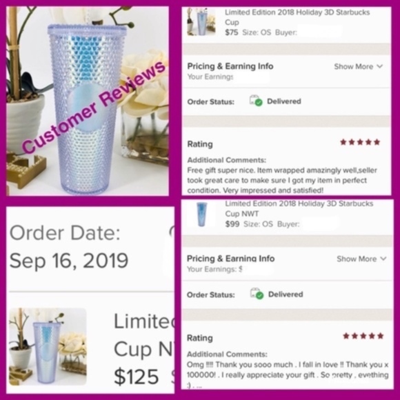 2 Starbucks Iridescent Bling Tumbler Cups - Picture 6 of 7